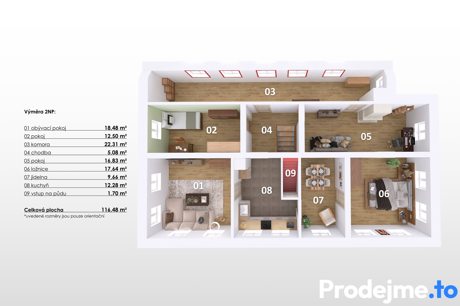 3D půdorys - 2.NP